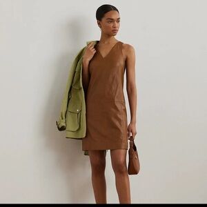 Lauren, Ralph Lauren black label lambskin leather shift dress new with tags